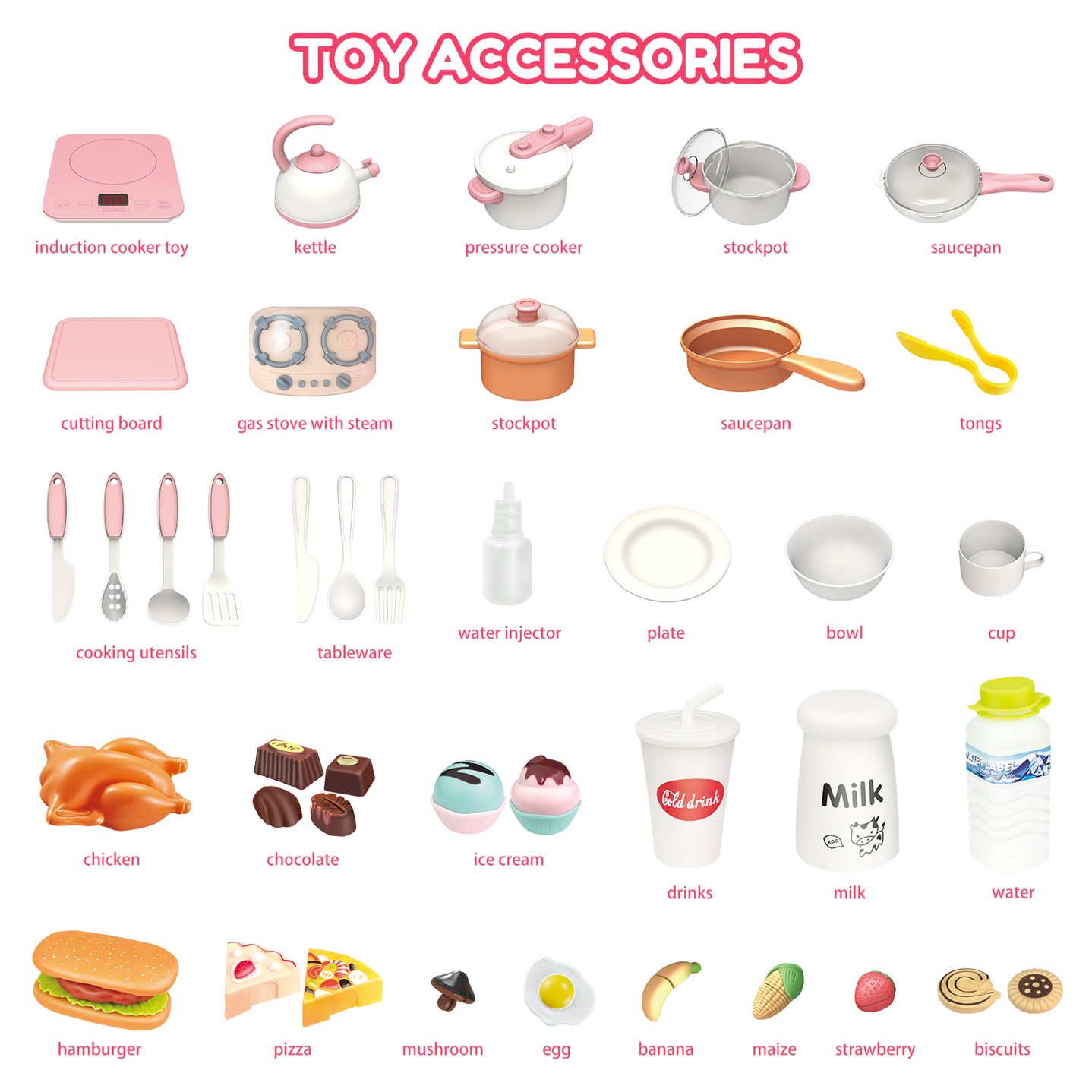 juguetes de cocina para niños, utensilios de cocina, juego de plástico, 41  Uds., accesorios - new big market